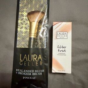 ✨ Laura Geller Filter First Luminous Foundation Cognac + Dual-Ended Brush